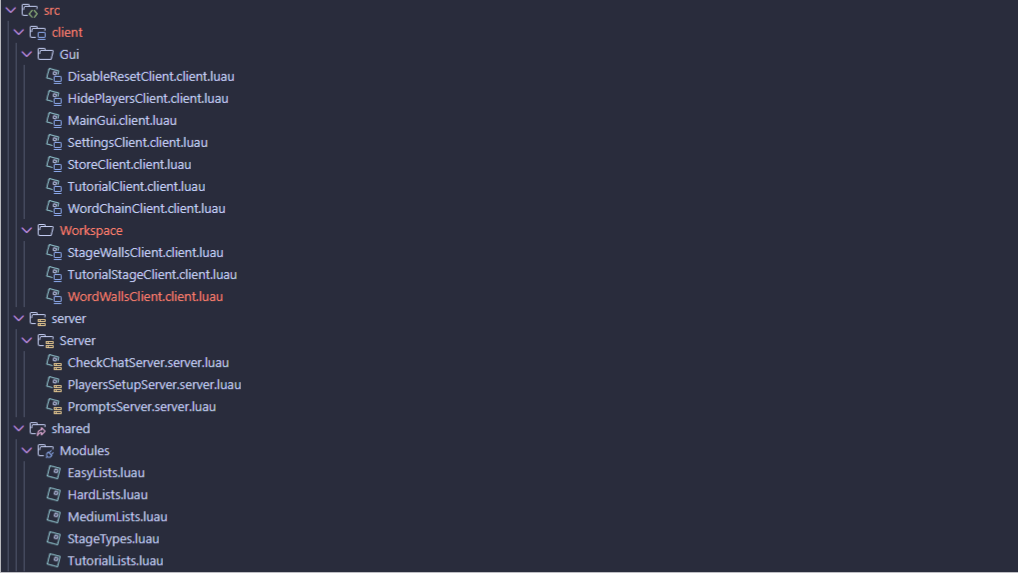Explorer showing script organization